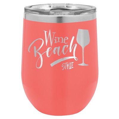 Polar Camel 12 oz. Coral Vacuum Insulated Stemless Wine Tumbler with Lid