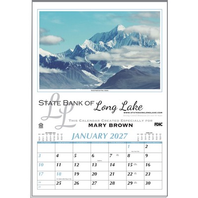 Scenic Treasures Executive 12 Sheet Calendar w/Black Imprint