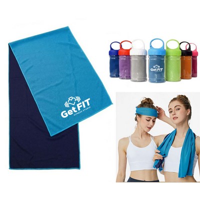 Custom Cooling Towel w/Clear Bottle