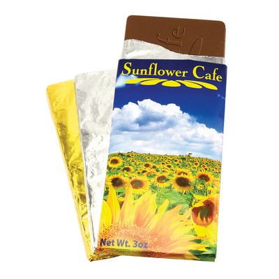 3 Oz. Custom Molded Chocolate Sleeve Bar