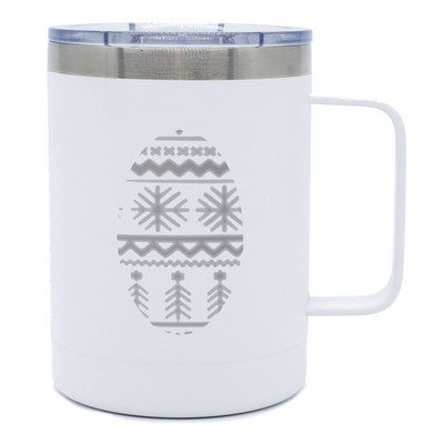 Outback 16oz stainless steel double wall mug matte white with clear pushon lid - Etched
