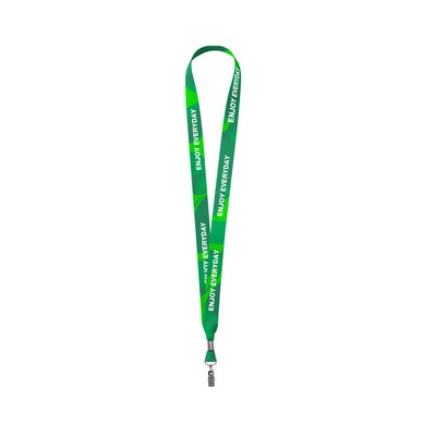 3/4" Full Color Dye-Sublimated Lanyard W/ Metal Crimp And Bulldog Clip